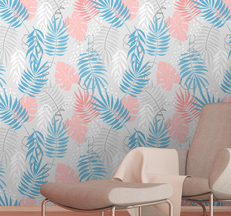 Papier peint feuillage motifs de feuilles tropicales - TenStickers