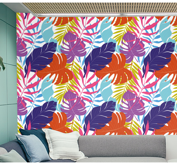 Papier peint feuilles conception de feuilles tropicales - TenStickers
