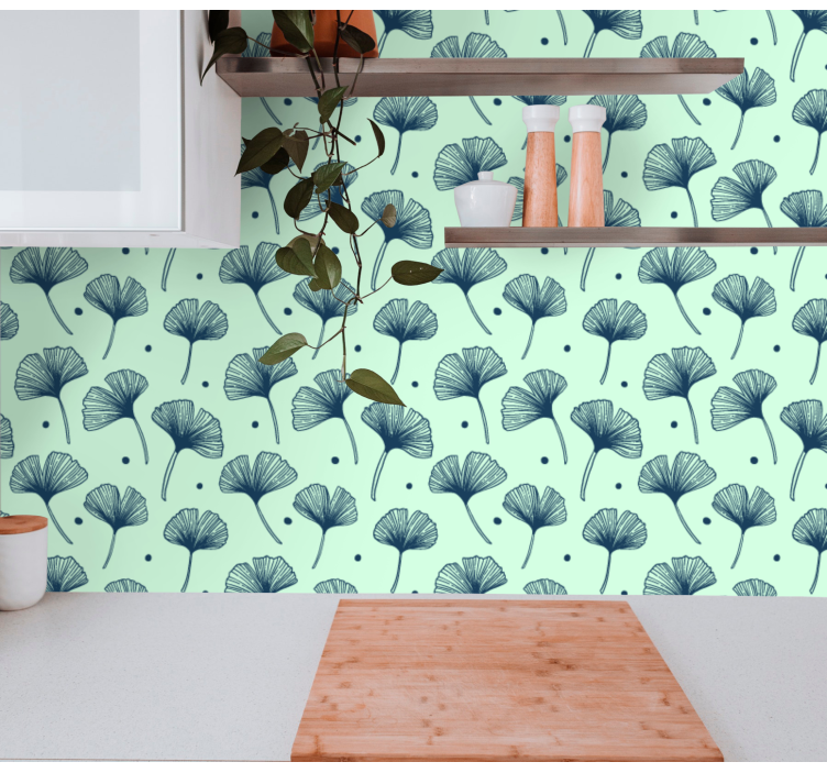 Papier peint feuilles motif de feuille de ginkgo - TenStickers