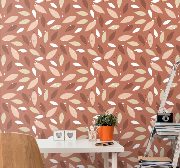 Papier peint feuilles motif naturel marron - TenStickers