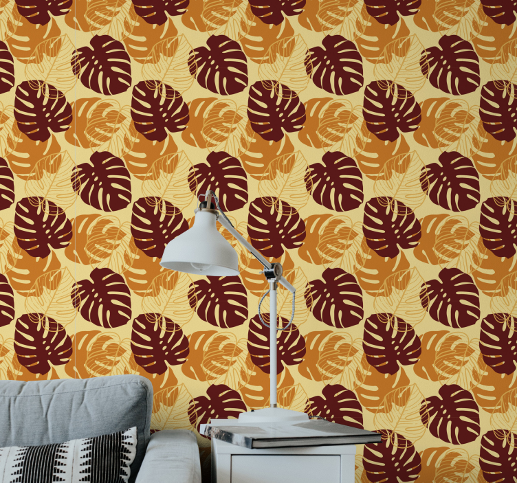 Papier peint feuilles motif de monstera tropical - TenStickers