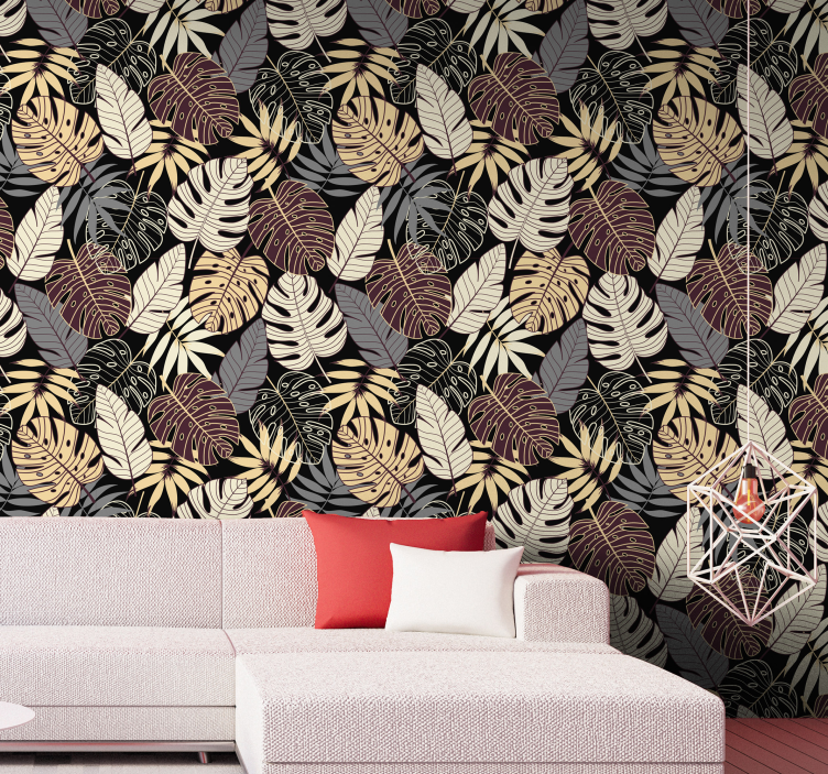 Papier peint feuilles motif de verdure tropicale - TenStickers