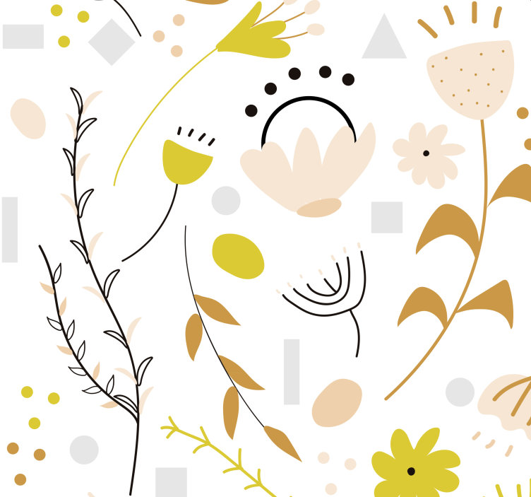 Papier peint fleur Fleurs et points dessinés à la main - TenStickers