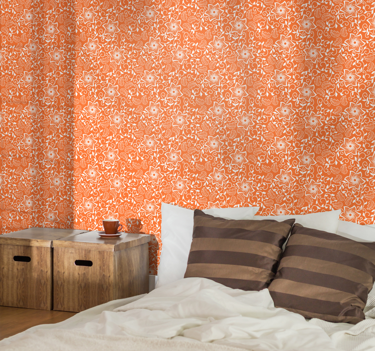 Papier peint paisley orange - TenStickers
