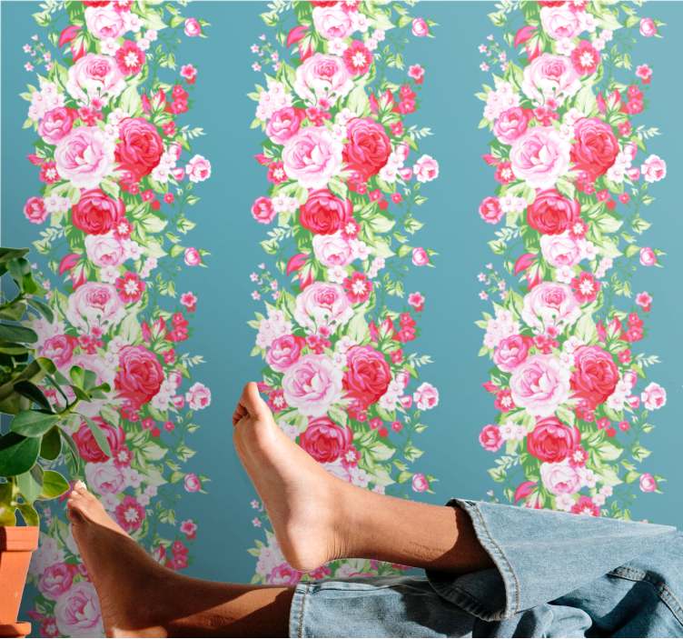 Papier peint floral lignes verticales de fleurs florales - TenStickers