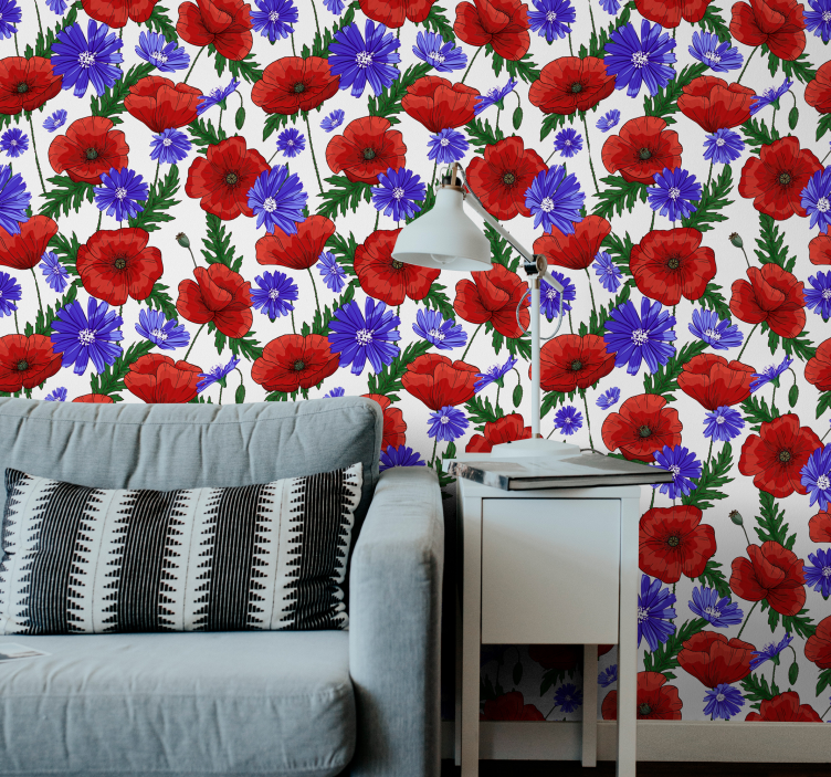 Papier peint floral conception florale de coquelicot - TenStickers