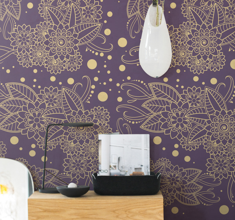 Papier peint chambre adulte décor floral cachemire - TenStickers
