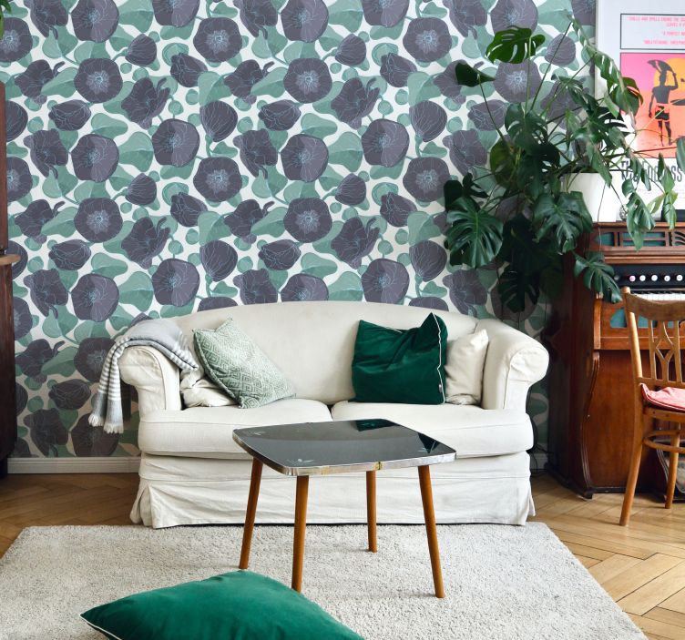 Papier peint floral Fleurs de mauve - TenStickers