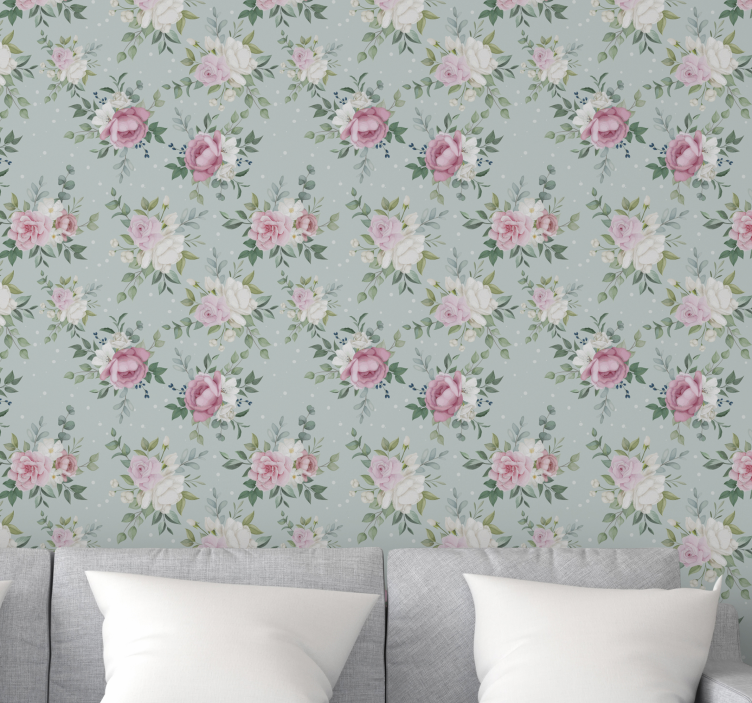 Papier peint fleurs floral ancien - TenStickers