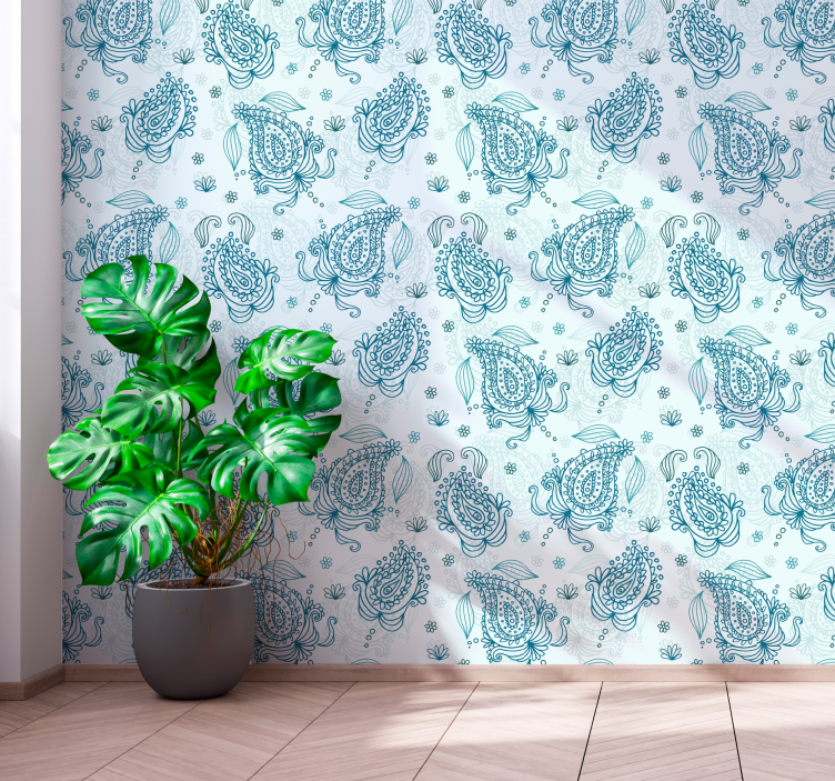 Papier peint fleurs formes de larmes florales - TenStickers