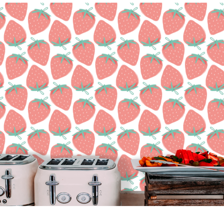 Papier peint cuisine motif à motifs de fraises - TenStickers
