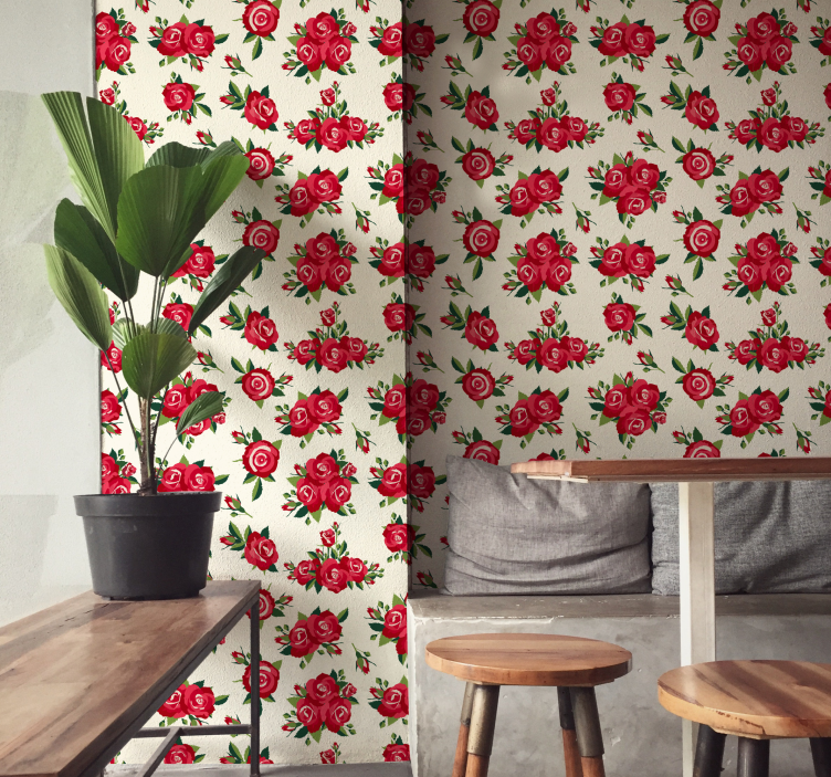 Papier peint floral motif de fleur de rose - TenStickers