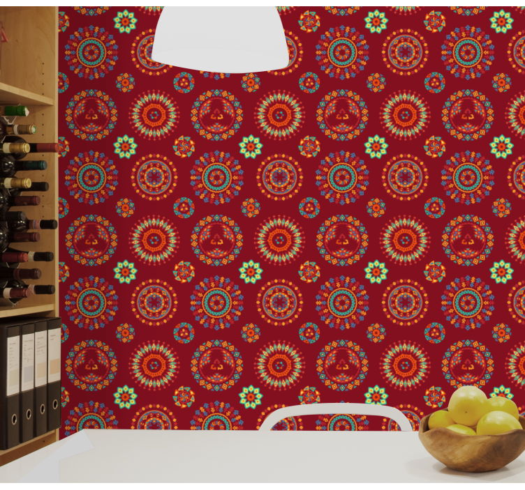Papier peint fleurs motif de mandala orné - TenStickers