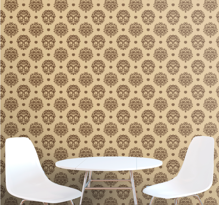Papier peint fleurs motif beige ancien - TenStickers