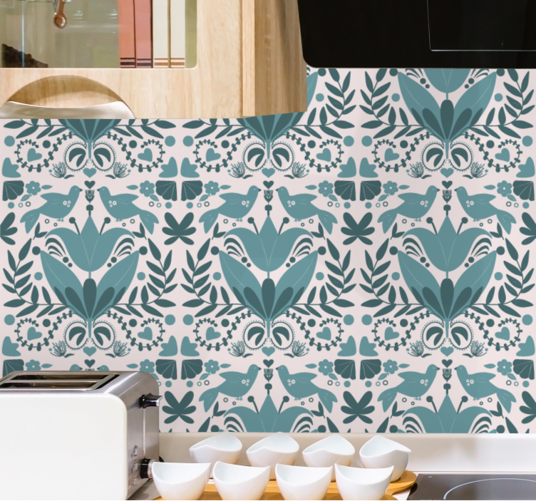 Papier peint fleurs motifs de symétrie florale - TenStickers