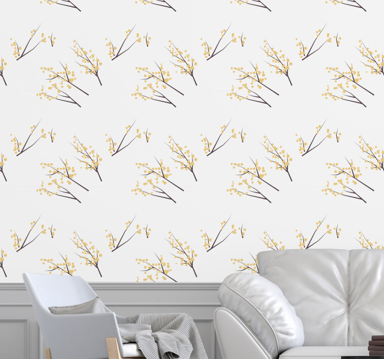Papier peint floral branches florales délicates - TenStickers