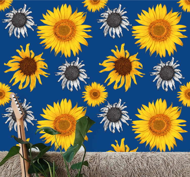 Papier peint floral ensemble tournesol - TenStickers