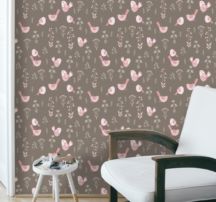 Papier peint oiseaux motif floral aviaire - TenStickers