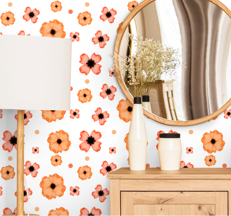 Papier peint floral motif de coquelicots - TenStickers