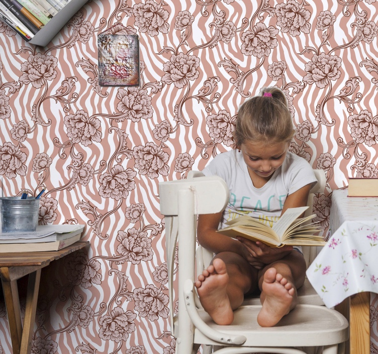 Papier peint fleurs motif ornemental floral - TenStickers