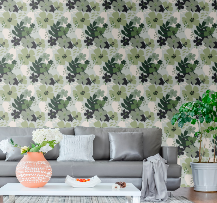 Papier peint floral motif vert luxuriant - TenStickers
