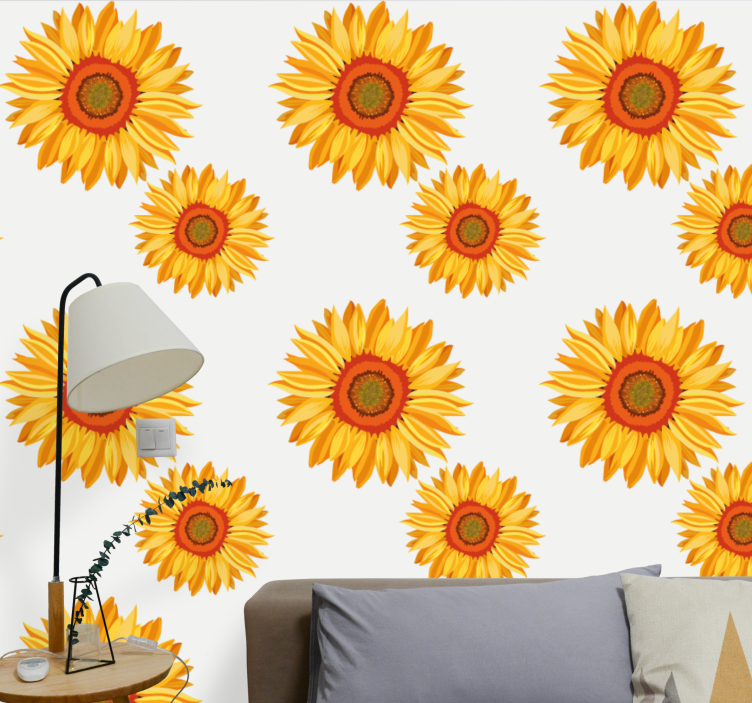 Papier peint floral tableau de tournesol - TenStickers