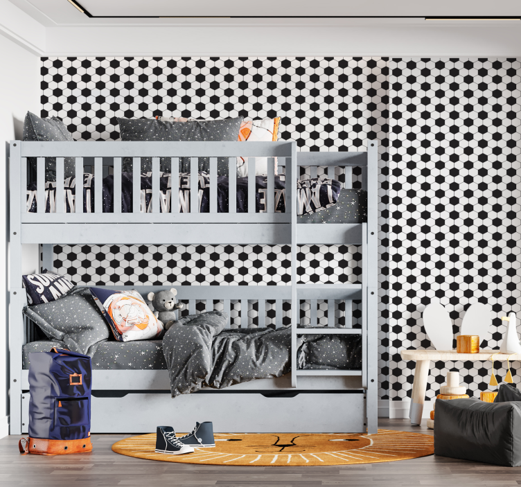 Papier peint chambre ado motif de football hexagonal - TenStickers
