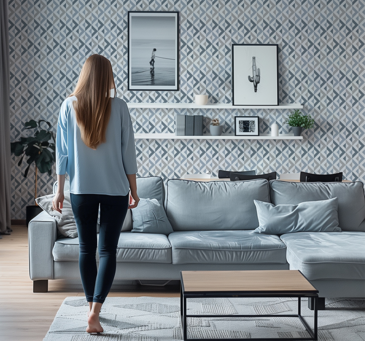 Papier peint géométrique effet textile - TenStickers