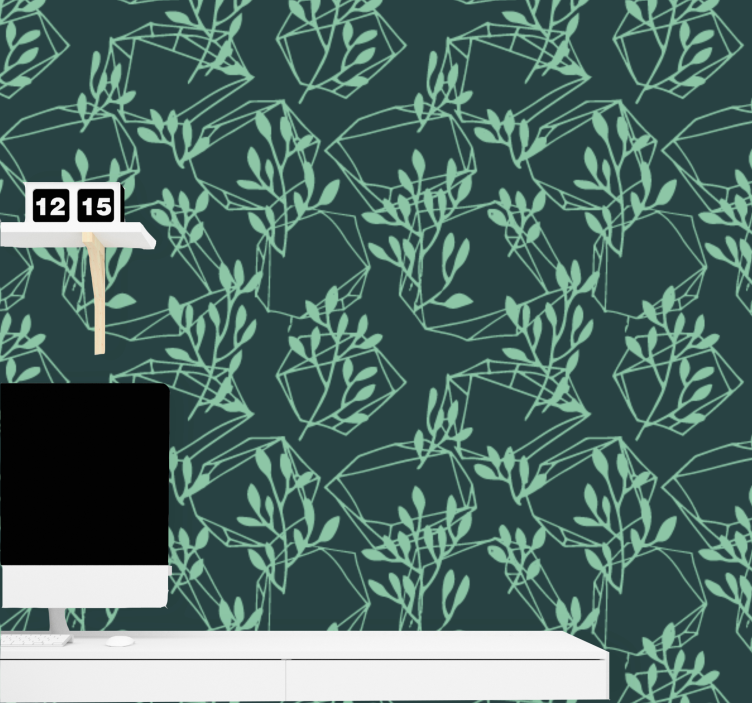 Papier peint géometrique motif de feuillage géométrique - TenStickers