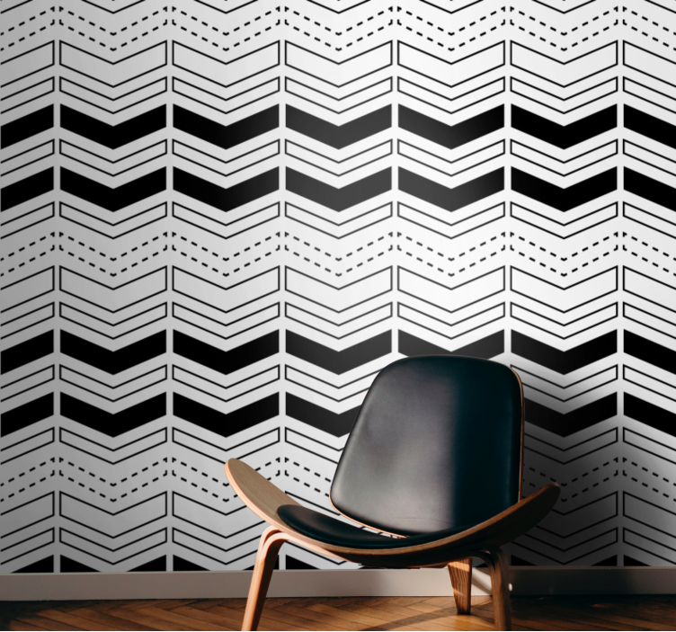 Papier peint géometrique motif de lignes à chevrons - TenStickers