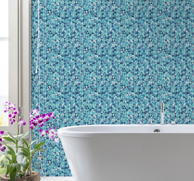 Papier peint salle de bain motif de mosaïque triangulaire - TenStickers