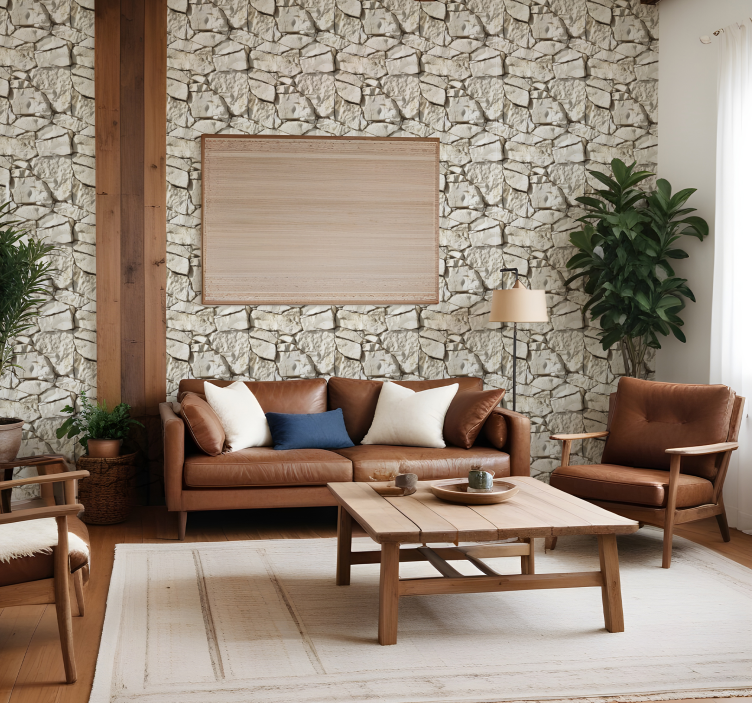 Papier peint imitation pierres beige clair - TenStickers