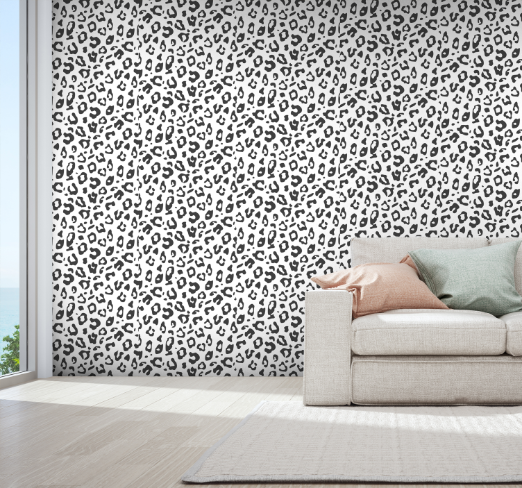 Papier peint léopard élégance en noir et blanc - TenStickers
