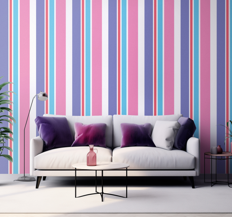 Papier peint ligne verticale violet et rose - TenStickers