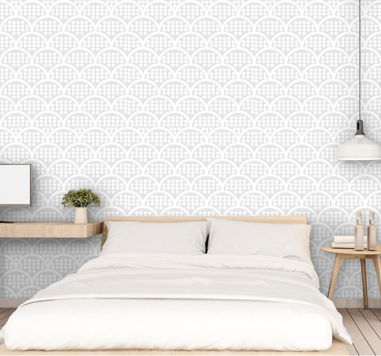 Papier peint chambre adulte motif élégant gris incurvé - TenStickers