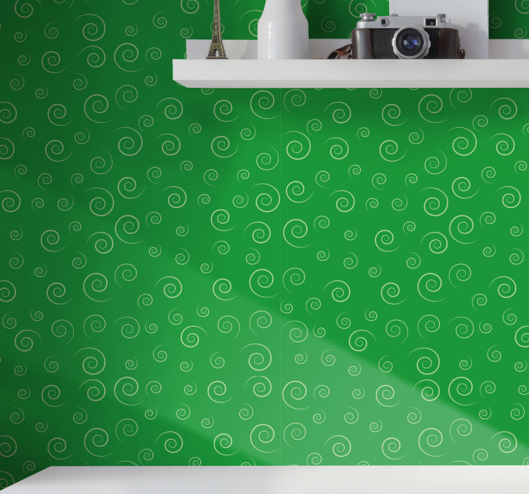 Papier peint motif tourbillons verts en spirale - TenStickers