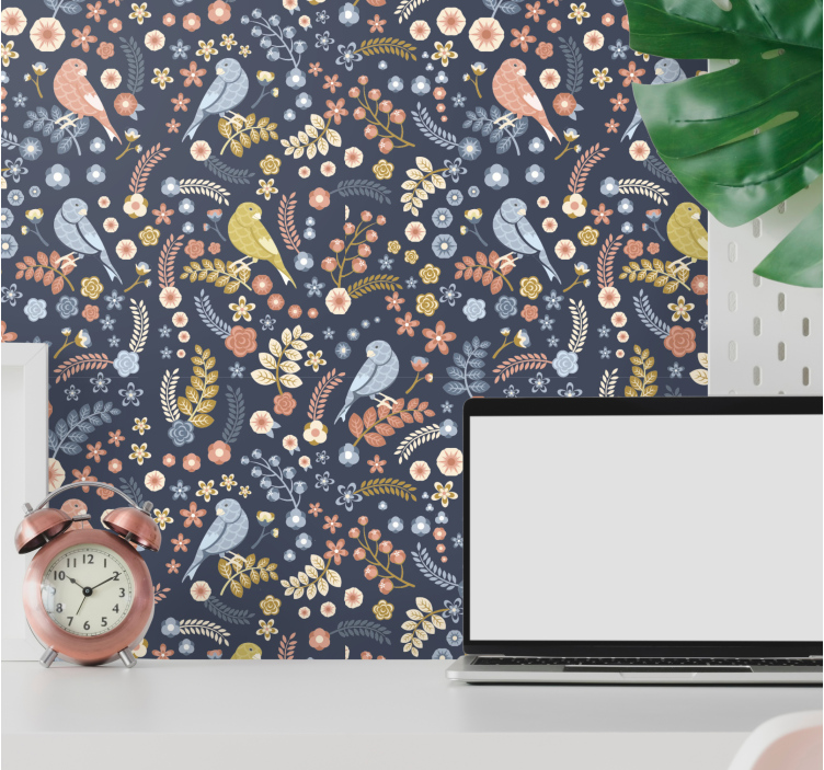 Papier peint nature motif aviaire floral - TenStickers
