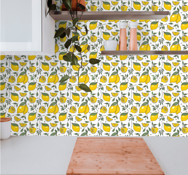 Papier peint nature motif botanique citron - TenStickers