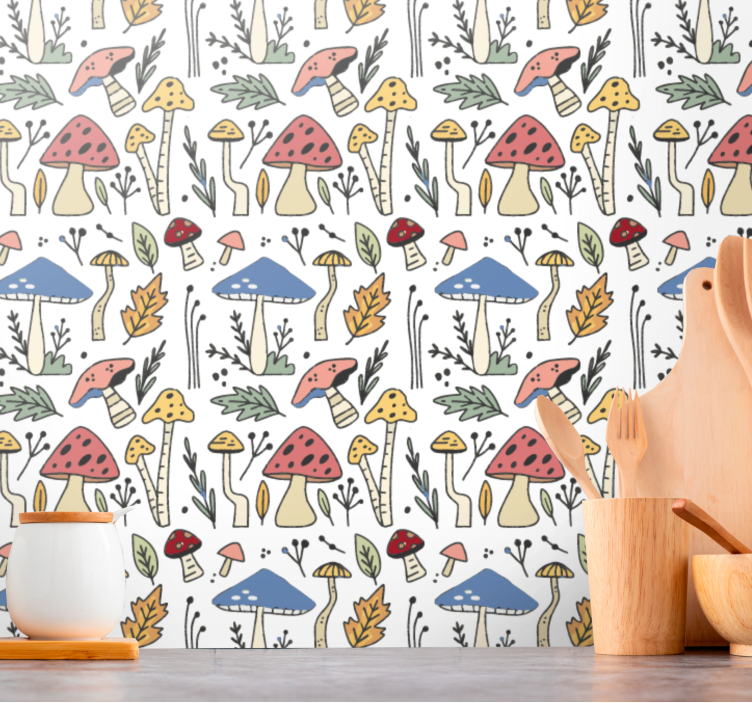 Papier peint nature motif de champignon coloré - TenStickers