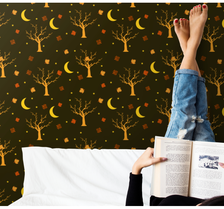 Papier peint nature motif de nuit d'automne - TenStickers