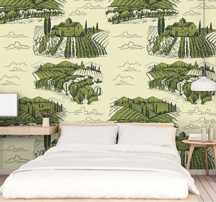 Papier peint nature paysage de vignoble - TenStickers