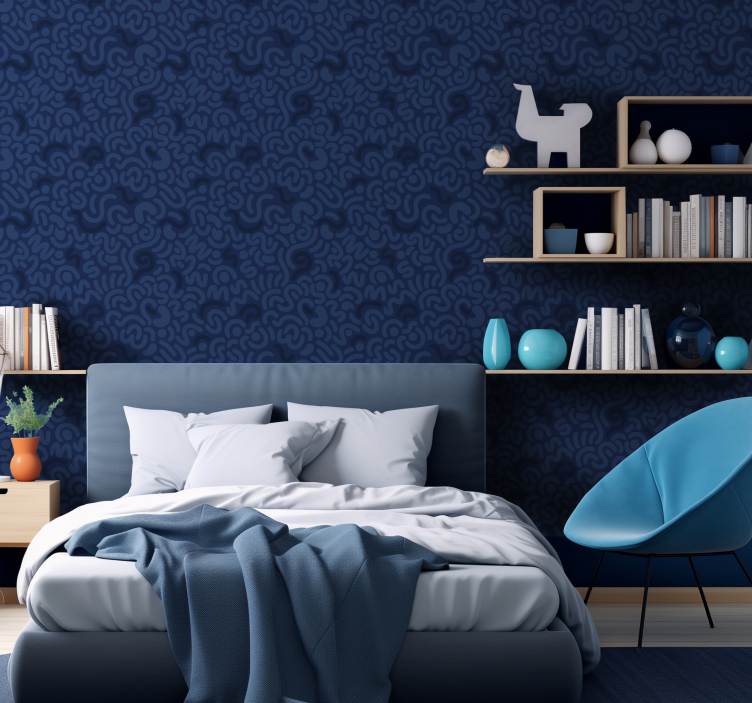 Papier peint chambre adulte bleu marine abstrait - TenStickers