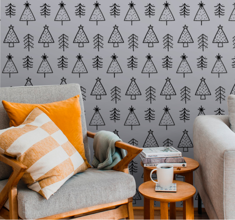 Papier peint noel décor à motif de pin - TenStickers