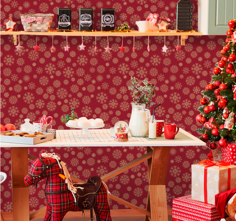 Papier peint noel motif floral givré - TenStickers