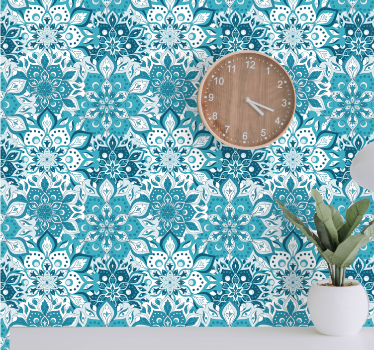 Papier peint ornemental motif de mandala floral - TenStickers