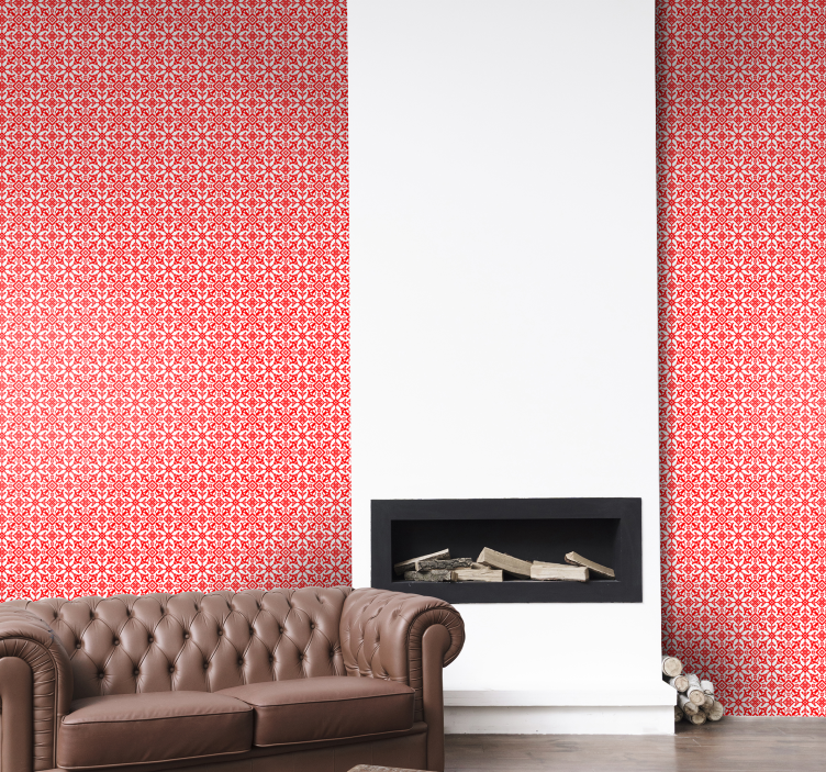 Papier peint rouge motifs complexes - TenStickers