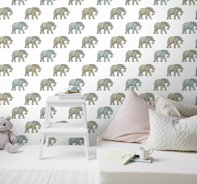 Papier peint panoramique elephant défilé d'éléphants - TenStickers