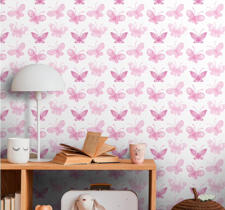 Papier peint papillon nuances de rose - TenStickers