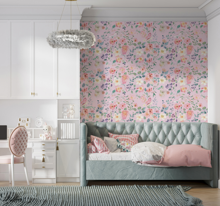 Papier peint rose explosion printanière - TenStickers