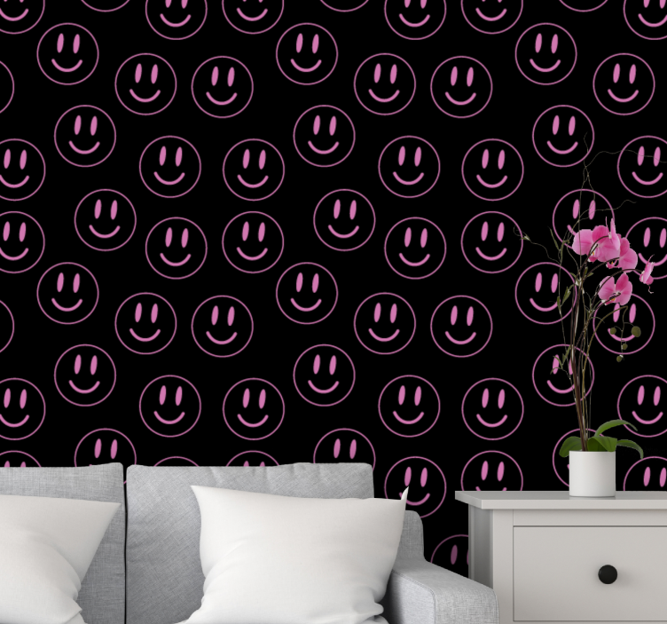 Papier peint salon motif de smiley - TenStickers
